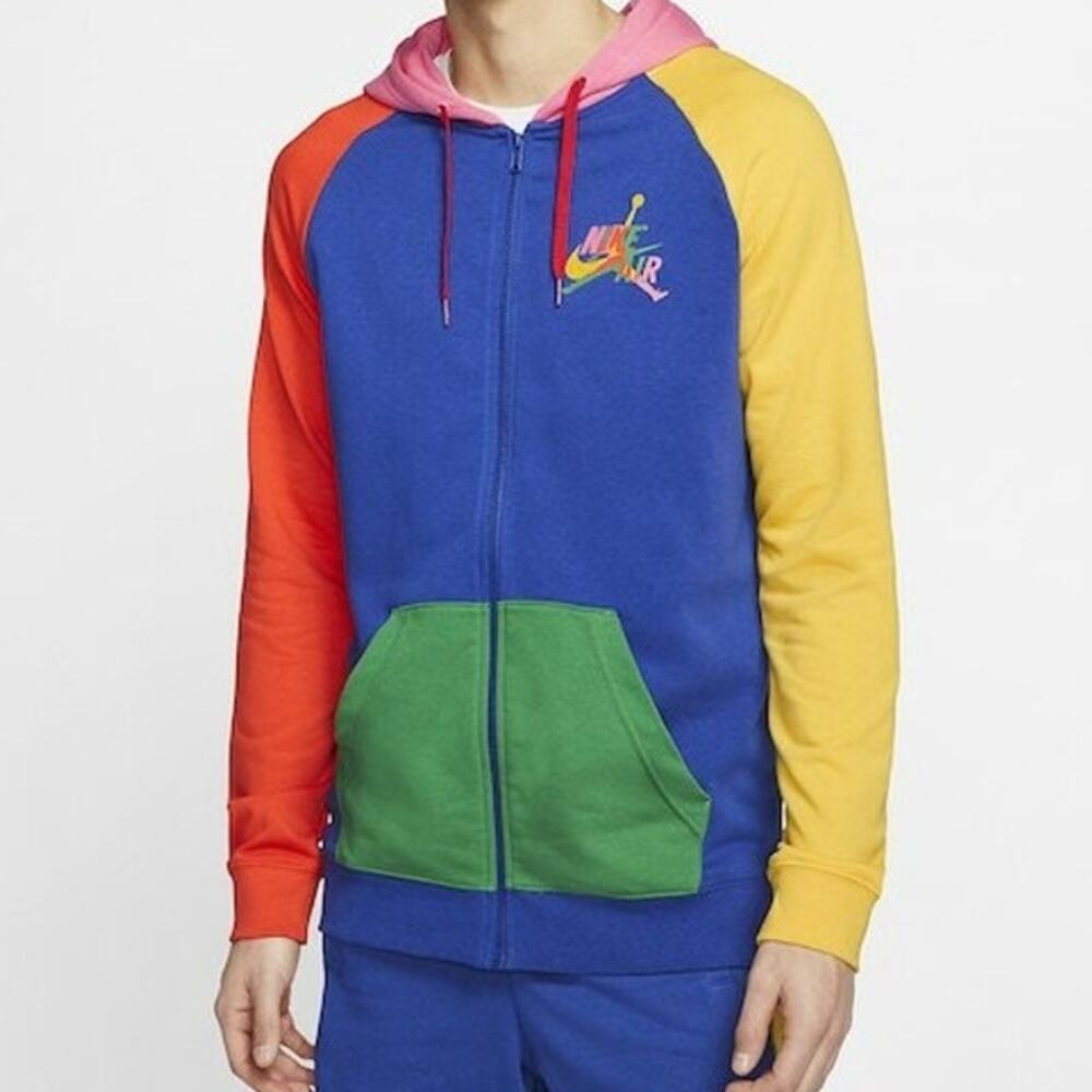 Air Jordan Classics jump man Color Block zip-up‎ hoodie retro colorful *read*